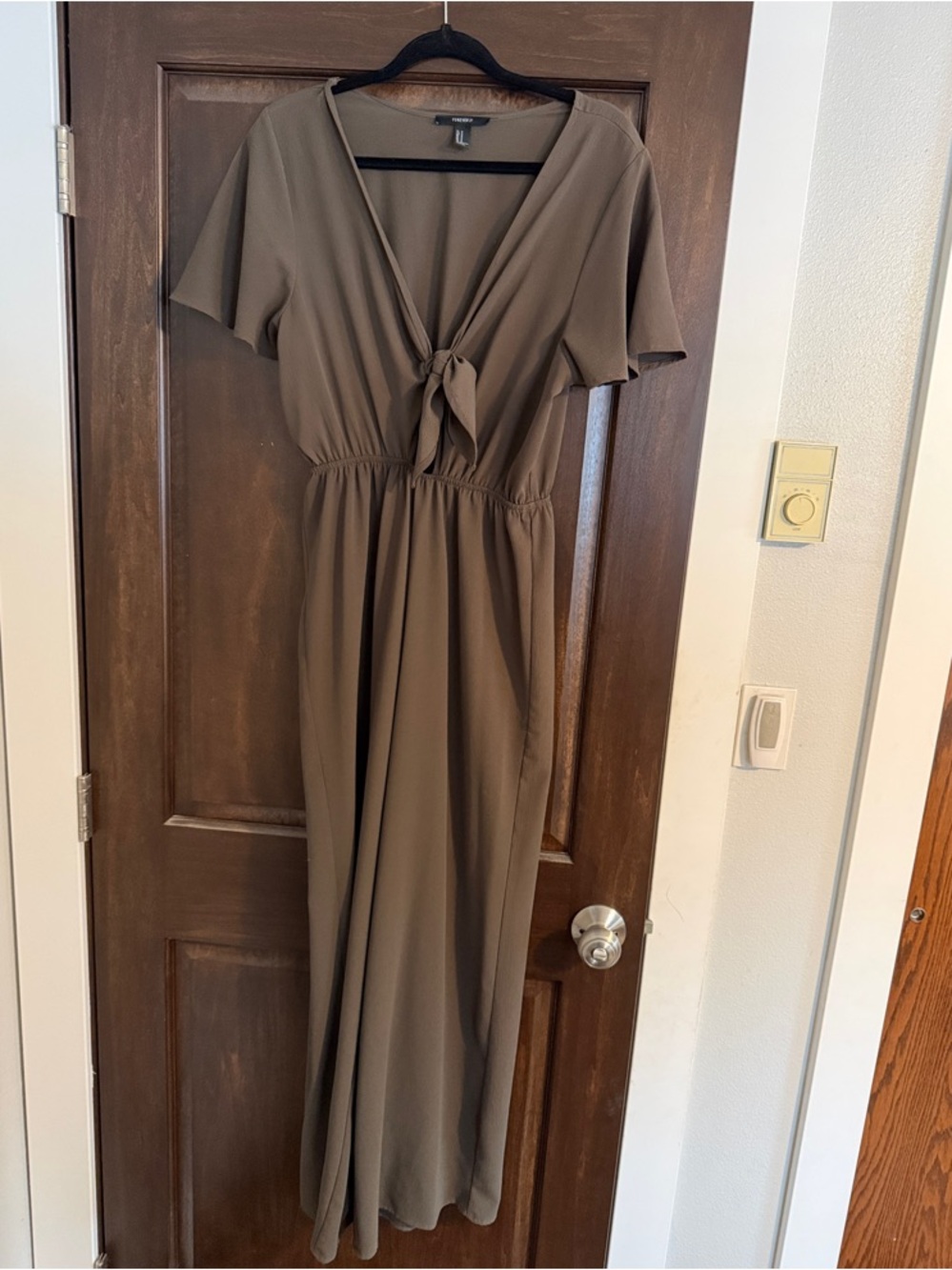 Tie-Front Olive Jump Suit - Women